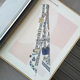 Chain Motif Print Silky Twilly Skinny Scarf