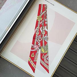 Chain Motif Print Silky Twilly Skinny Scarf