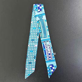 Geometric Print Silky Twilly Skinny Scarf