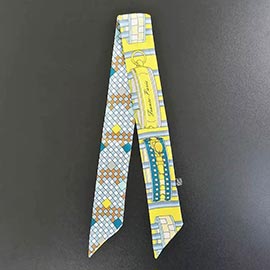 Geometric Print Silky Twilly Skinny Scarf