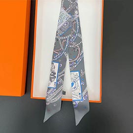 Abstract Playing Card Print Silky Twilly Skinny Scarf