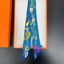 Equestrian Print Silky Feel Twilly Scarf