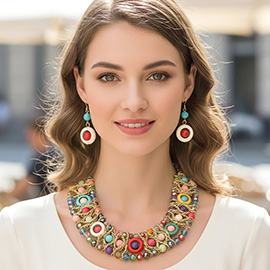 Multi Strand Beaded Statement Necklace