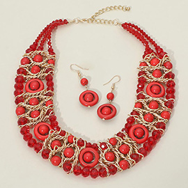 Multi Strand Beaded Statement Necklace