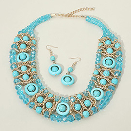 Multi Strand Beaded Statement Necklace