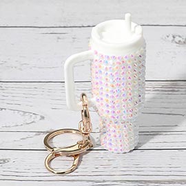 Bling Studded Tumbler Cup Keychain Bag Charm