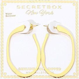 SECRET BOX_Genuine Gold Dipped Organic Shape Flat Open Hoop Earrings