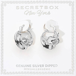 SECRET BOX_Genuine Silver Dipped Twist Pin Catch Hoop Earrings