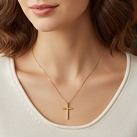 SECRET BOX_Stainless Steel Cross Pendant Necklace