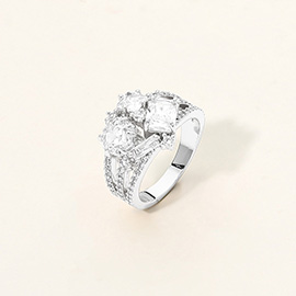Multi CZ Stone Cluster Statement Ring