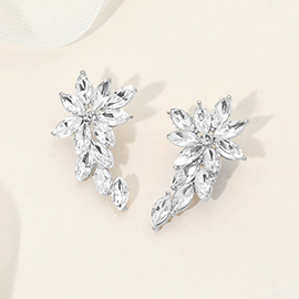 Floral Cluster Accent Drop Evening Earrings