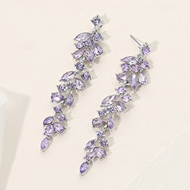 Marquise Round Stone Cluster Embellished Dropdown Evening Earrings