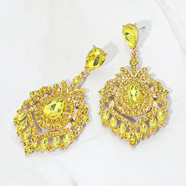 Teardrop Marquise Cluster Embellished Chandelier Drop Evening Earrings