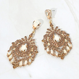 Teardrop Marquise Cluster Embellished Chandelier Drop Evening Earrings