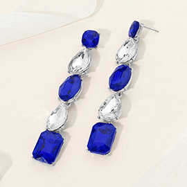 Faceted Teardrop Oval Rectangle Stone Cluster Link Dropdown Evening Earrings