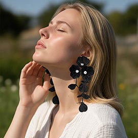 Bold Cutout Floral Cascade Statement Drop Earrings