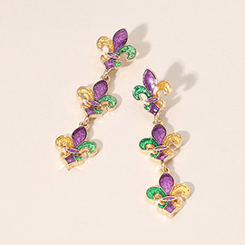 Triple Fleur de Lis Link Drop Earrings