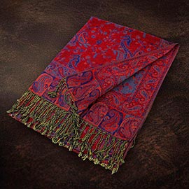 Paisley Pattern Fringe Pashmina Reversible Scarf Shawl