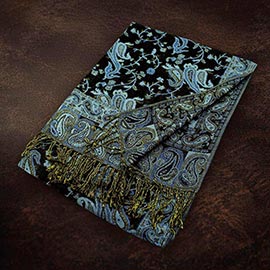 Paisley Pattern Fringe Pashmina Reversible Scarf Shawl