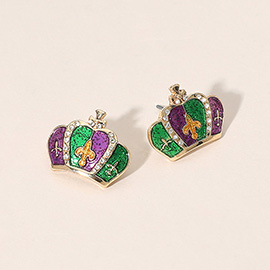 Mardi Gras Crown Stud Earrings