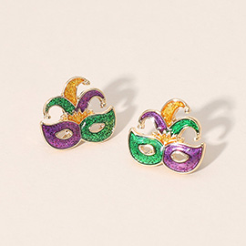 Mardi Gras Jester Mask Stud Earrings