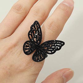 CZ Stone Embellished Butterfly Stretch Ring