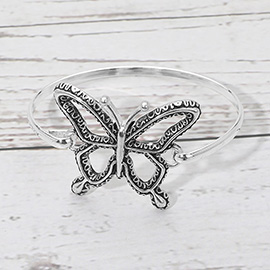 Antique Metal Open Butterfly Bangle Bracelet