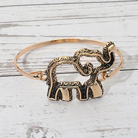 Antique Metal Open Elephant Bangle Bracelet
