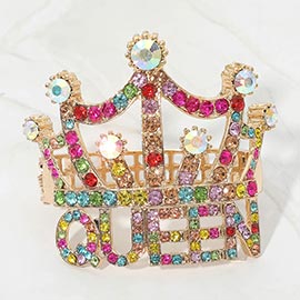 Queen Message Crown Hinged Evening Bracelet