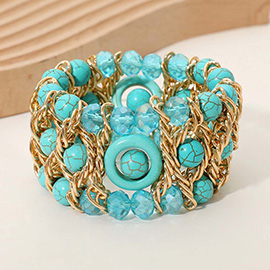 Bold Multi Strand Beaded Stretch Bracelet