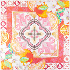 Orange Mosaic Print Square Bandana Scarf