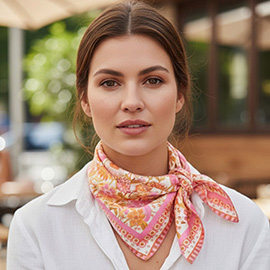 Retro Floral Print Square Bandana Scarf