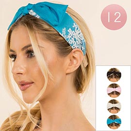 12PCS - Embroidered Knot Headbands