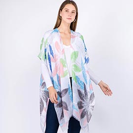 Lightweight Floral Print Kimono Poncho