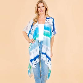 Lightweight Pastel Tie-dye Open Front Kimono Poncho