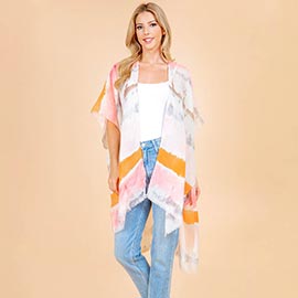 Lightweight Pastel Tie-dye Open Front Kimono Poncho