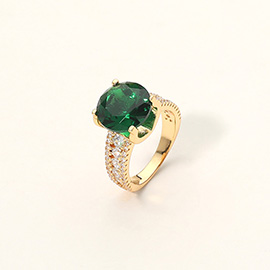 Round Cut CZ Statement Ring